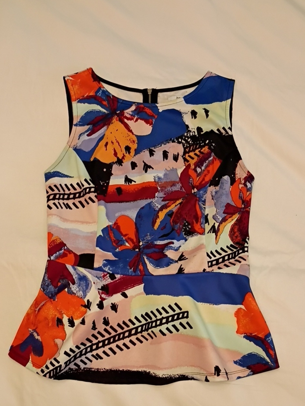 Bar III Multicolor Floral Sleeveless Peplum Tank